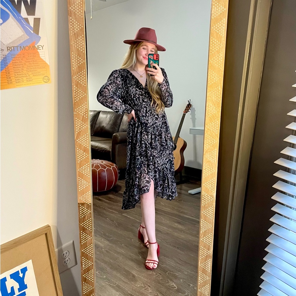 Anthropologie Lea & Viola Floral Wrap Midi Dress - Picture 2 of 8